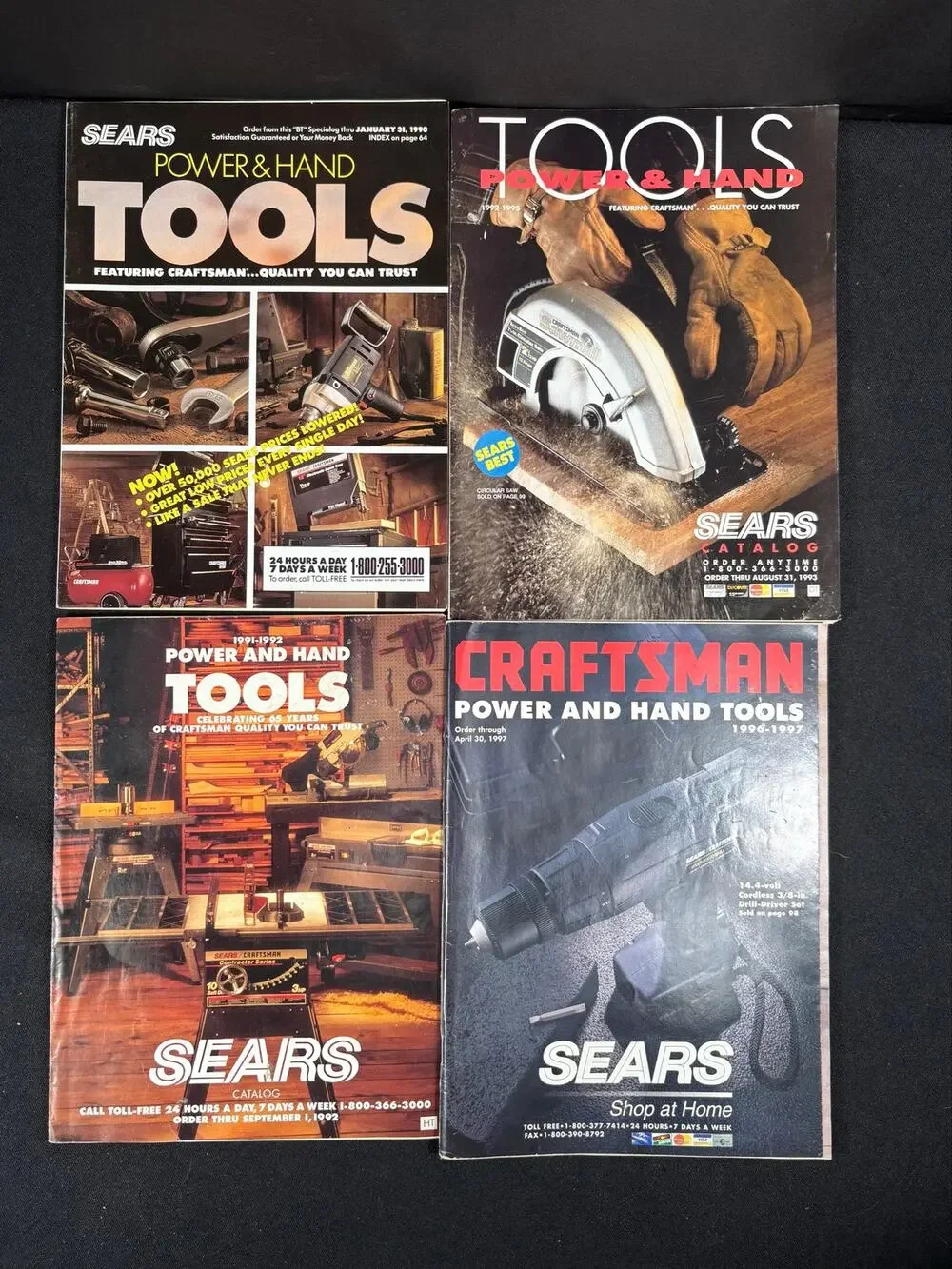 Power and Hand Tools Craftsman Sears Catalog Lot of 4 From: 90 91/92, 90 96/97